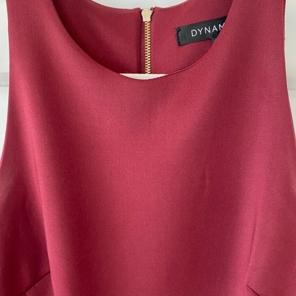 Dynamite Sleeveless Burgundy Dress with Gold Detail Zipper, XS - Picture 3 of 5
